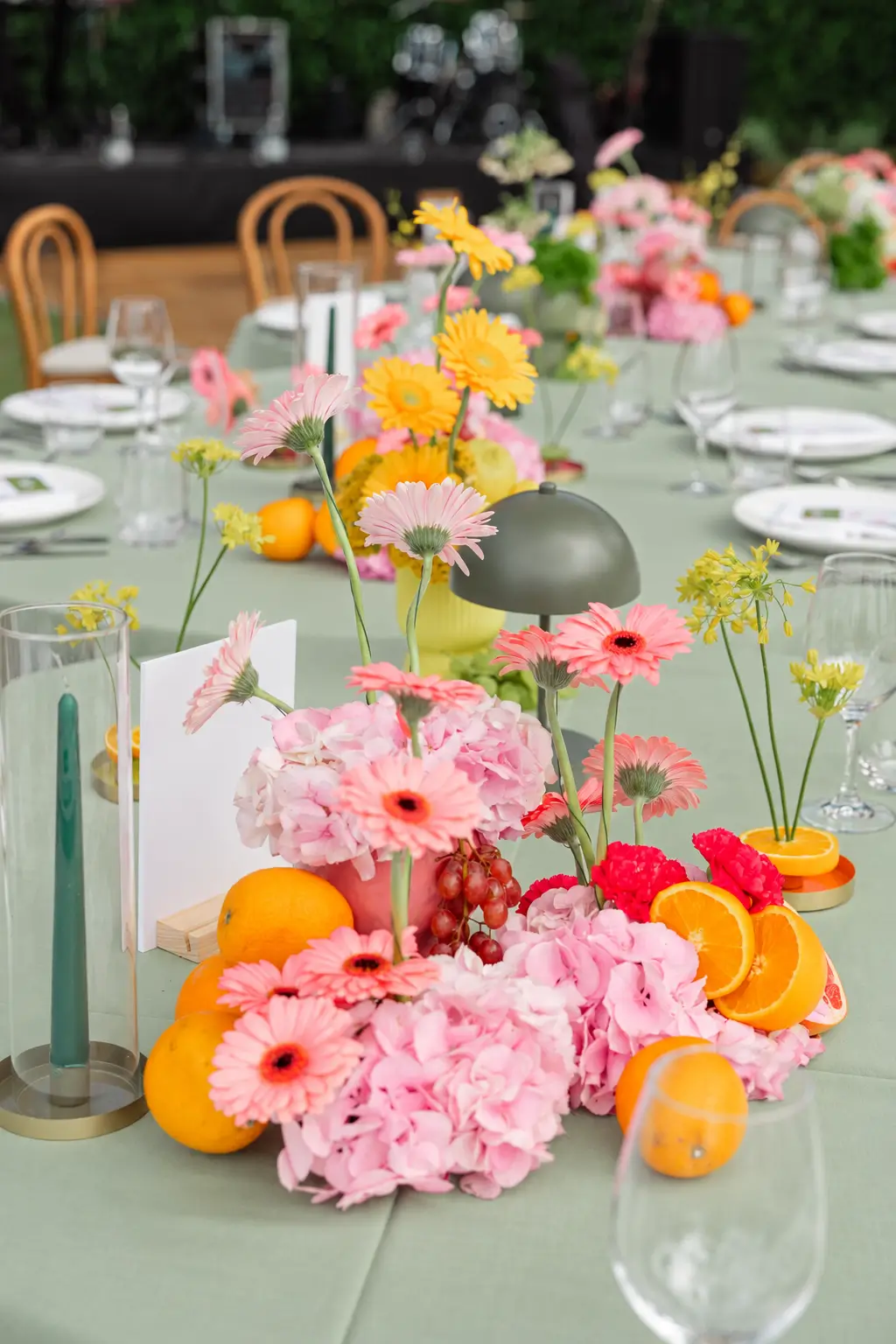 Colourful wedding table setting at Vila